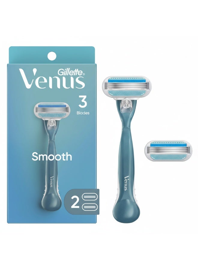 Venus Smooth 3 Blades Women Razor Hair Removal Shaving Razor for Smooth Skin with Comfort Grip Handle - Image 1